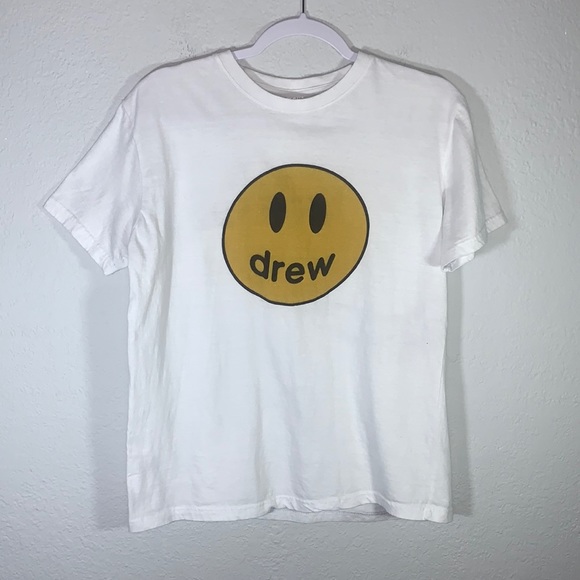 DREW Justin Bieber Same Style Smiley Face Graphic Short Sleeve Shirt Sz Medium - Picture 9 of 9